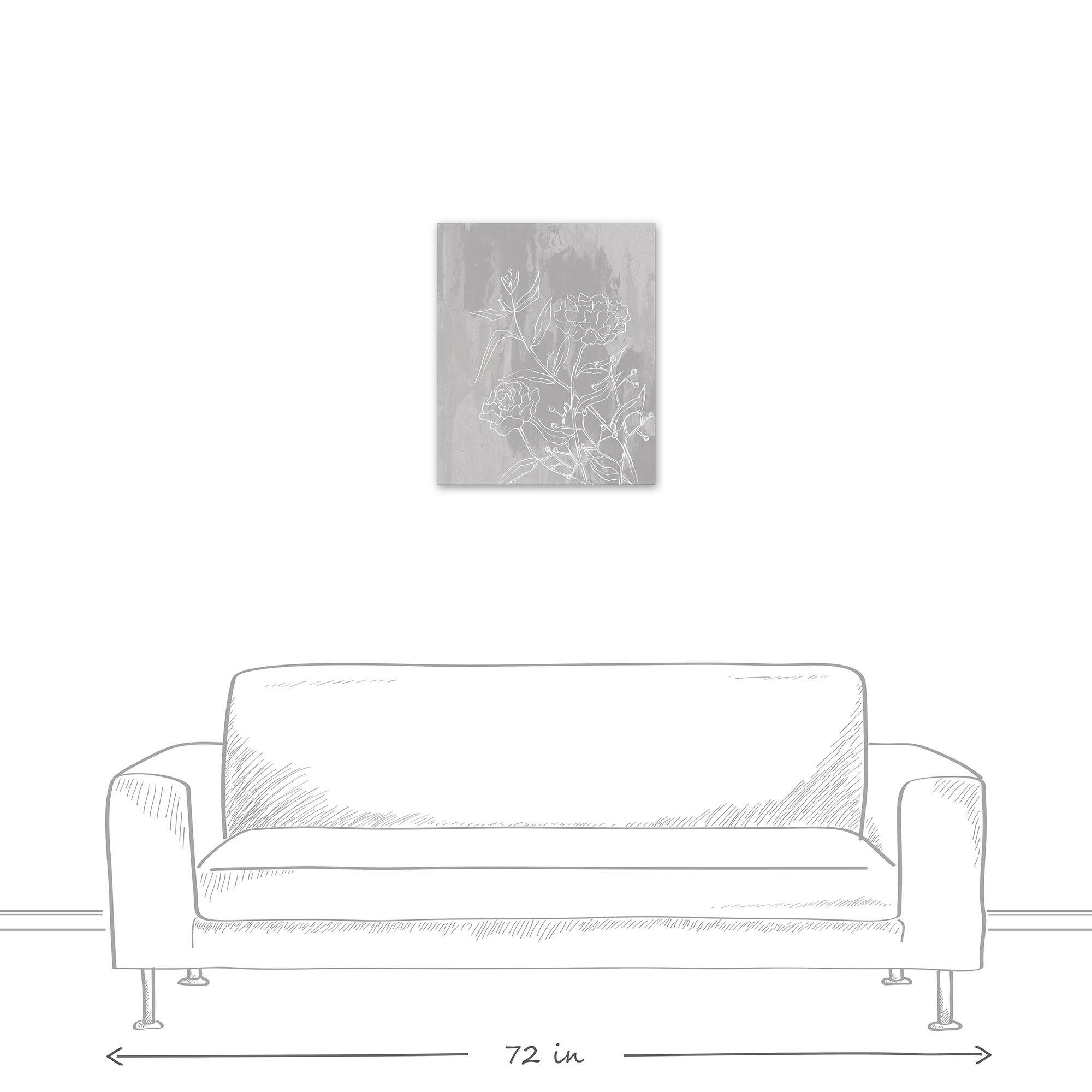 Flowers On Distressed Gray Canvas Wall Art